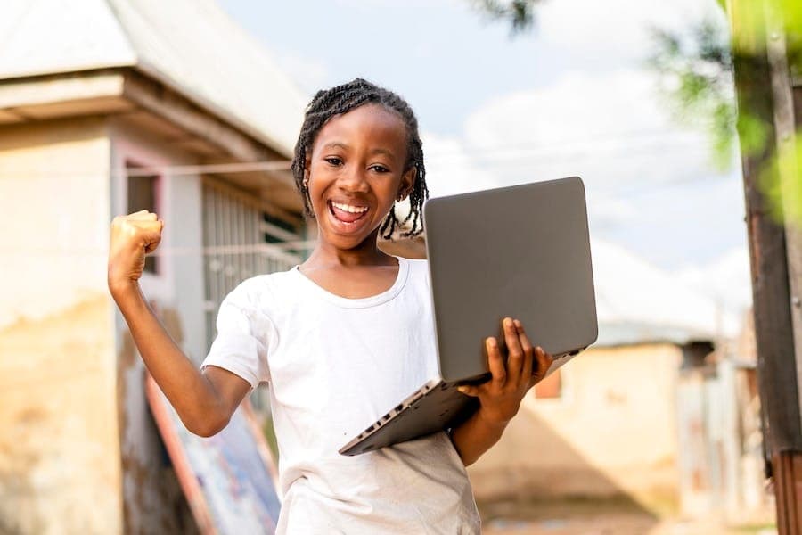 A learner with a laptop