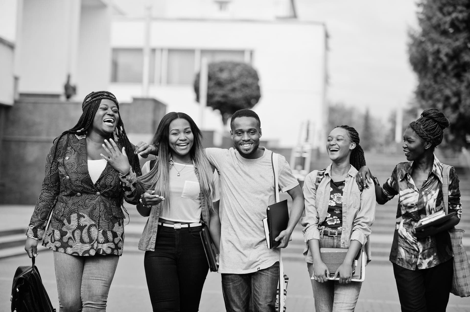 Students learning together on campus